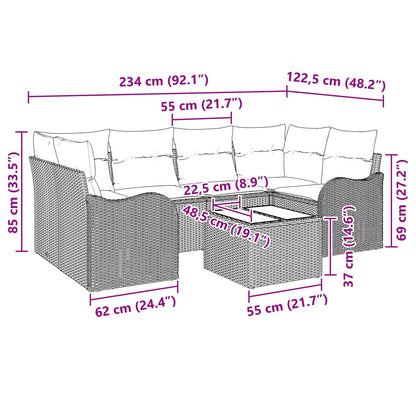 Tuin Sofa Set Grijs 55 x 55 x 37 cm poly rattan