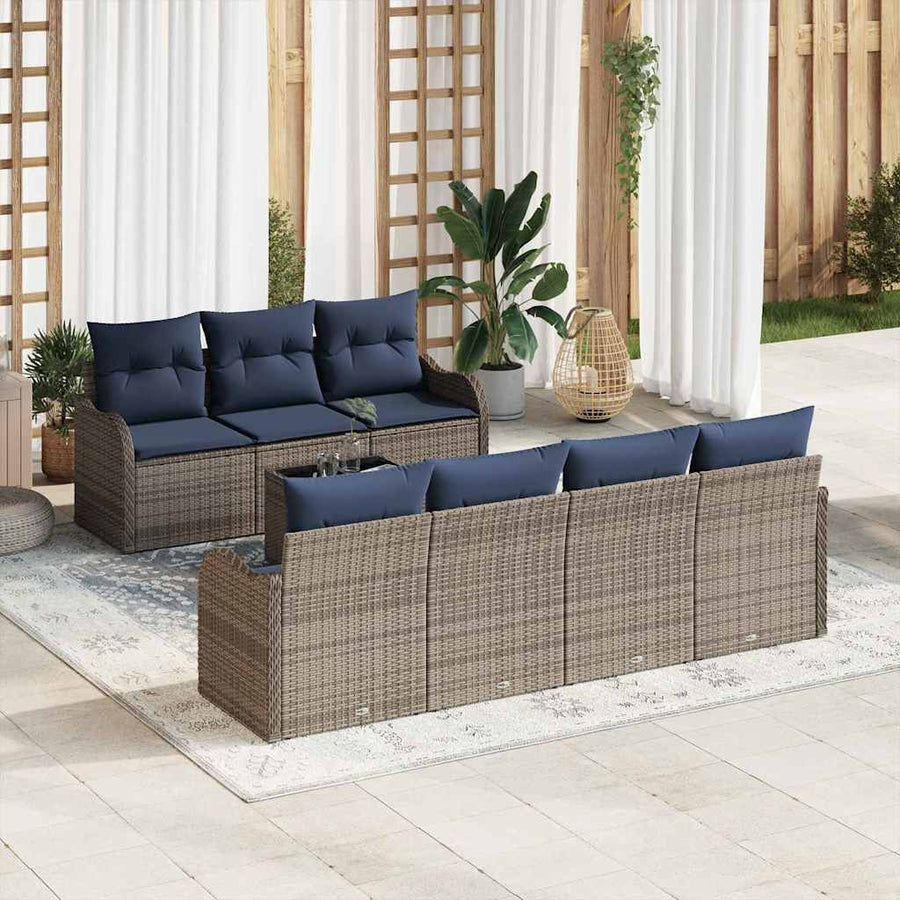 Bankstel 8 st 7-Aantal zitplaatsen Grijs poly rattan