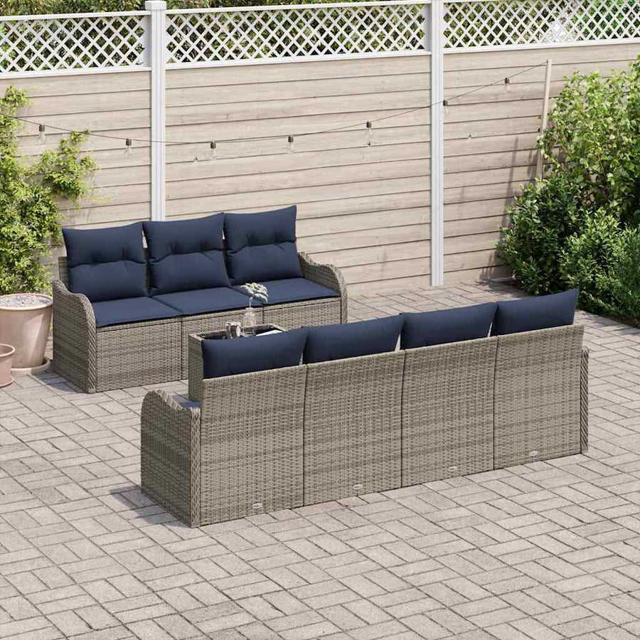 Bankstel 8 st 7-Aantal zitplaatsen Grijs poly rattan