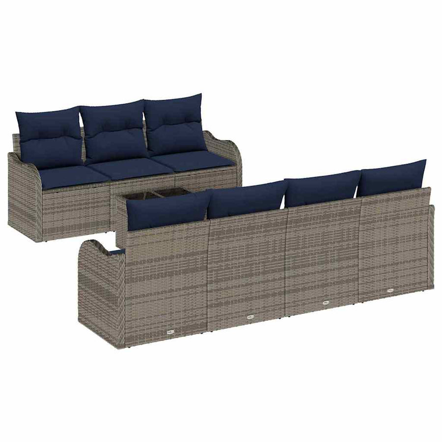 Bankstel 8 st 7-Aantal zitplaatsen Grijs poly rattan