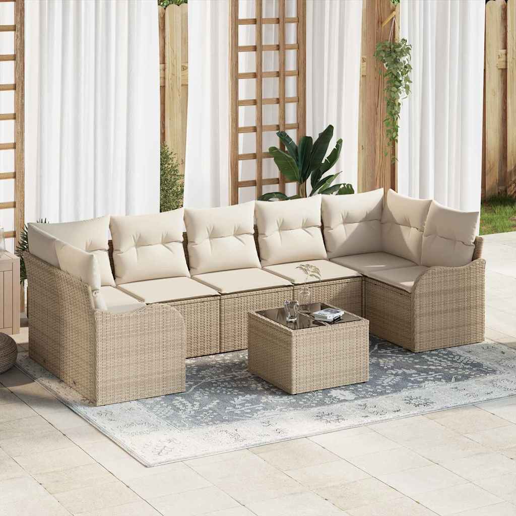Tuin Sofa Set Beige 55 x 55 x 37 cm poly rattan