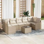 Tuin loungeset poly rattan beige 289x122,5x85 cm