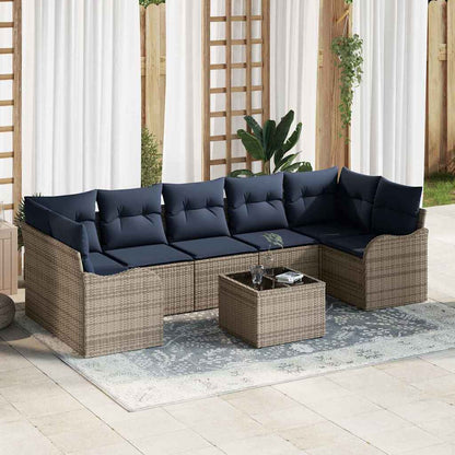 Bankstel 8 st 7-Aantal zitplaatsen Grijs poly rattan