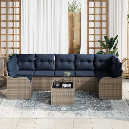 Bankstel 8 st 7-Aantal zitplaatsen Grijs poly rattan