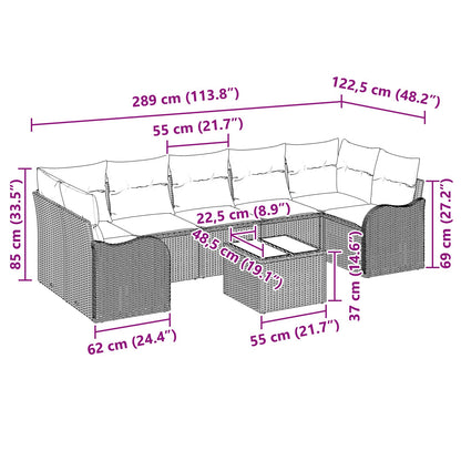 Bankstel 8 st 7-Aantal zitplaatsen Grijs poly rattan