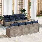 Bankstel grijs poly rattan 9-delig