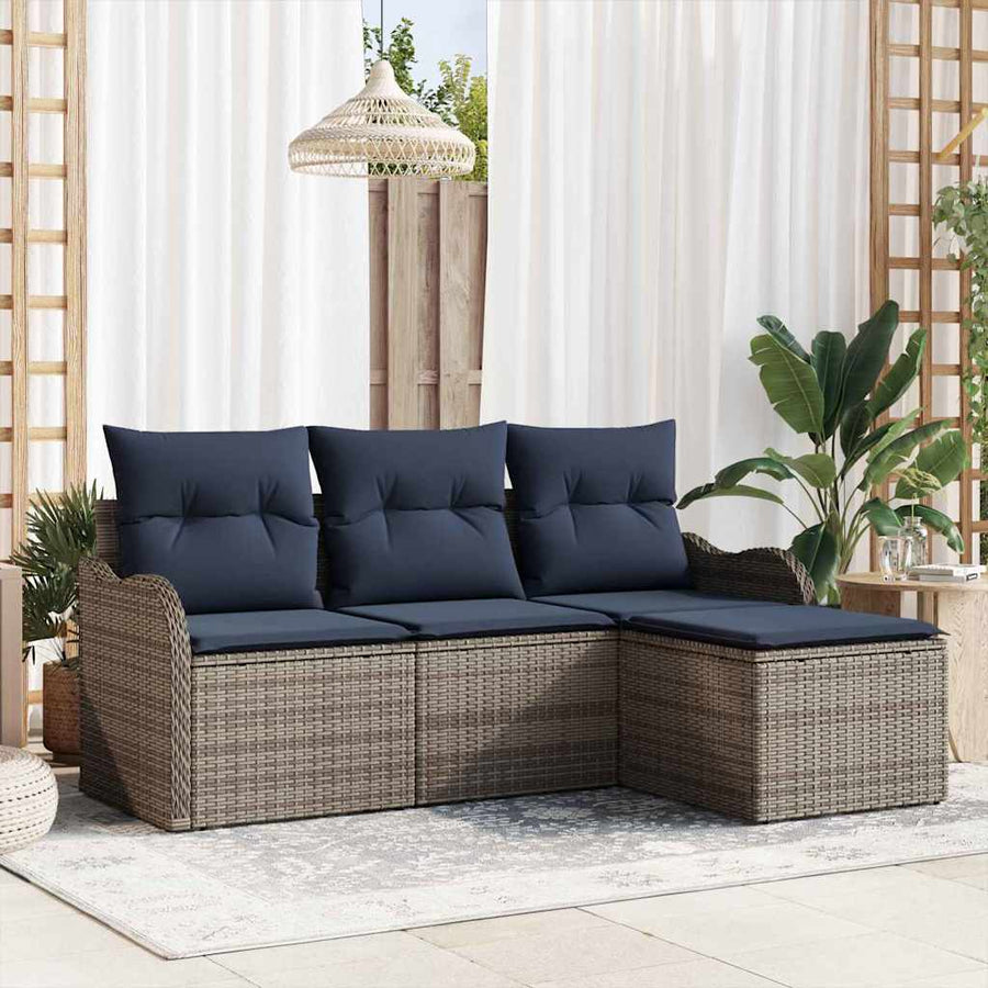 Tuin Sofa Set Grijs poly rattan