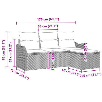 Tuin Sofa Set Grijs poly rattan