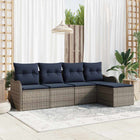 Tuin loungeset poly rattan grijs 5 persoons