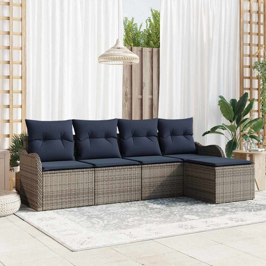 Tuin Sofa Set Grijs poly rattan