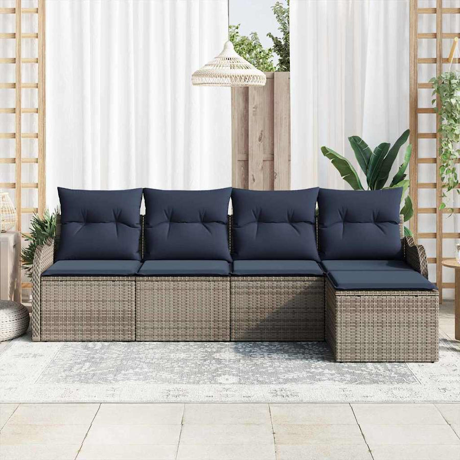 Tuin Sofa Set Grijs poly rattan