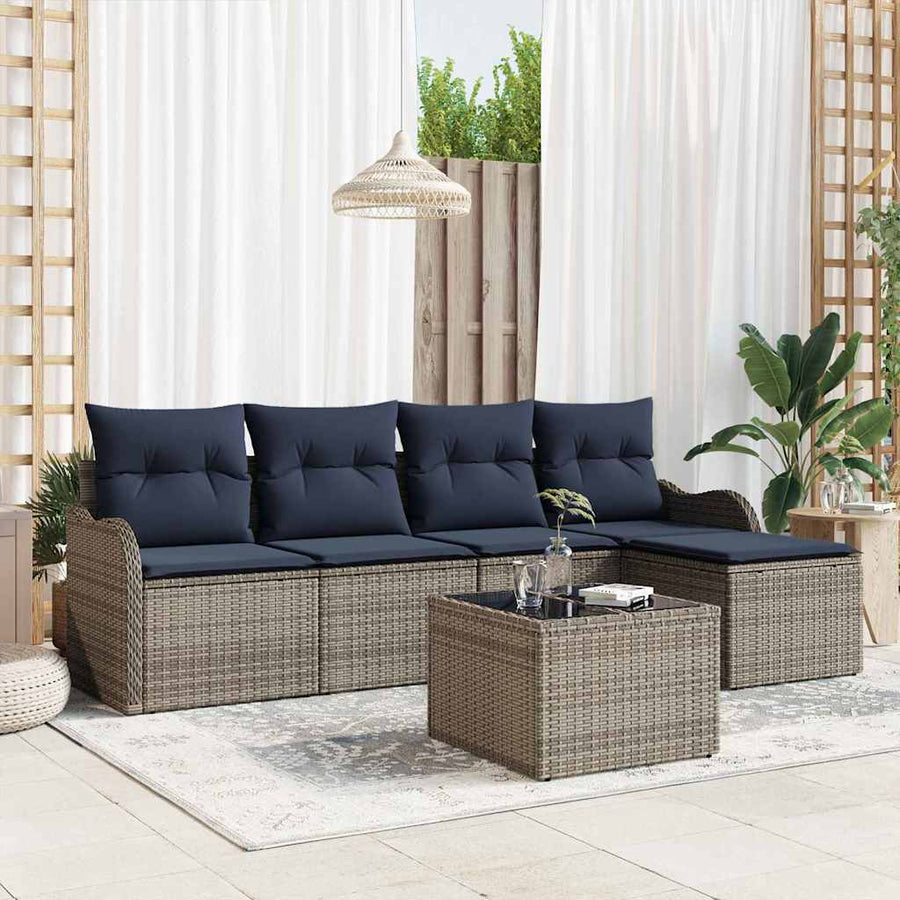 Tuin Sofa Set Grijs poly rattan