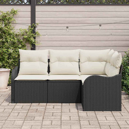 Tuin Sofa Set 4 pcs Zwart poly rattan