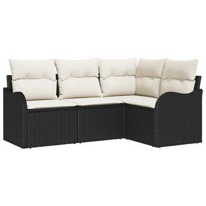 Tuin Sofa Set 4 pcs Zwart poly rattan