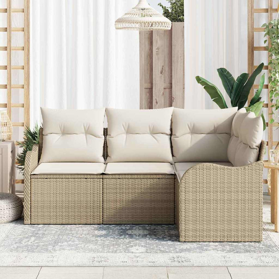 Tuin Sofa Set 4 pcs Beige poly rattan