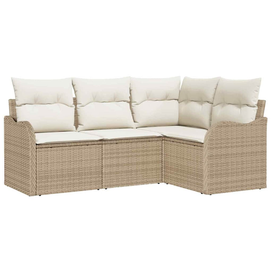 Tuin Sofa Set 4 pcs Beige poly rattan