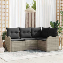 Tuin Sofa Set 4 pcs Lichtgrijs poly rattan