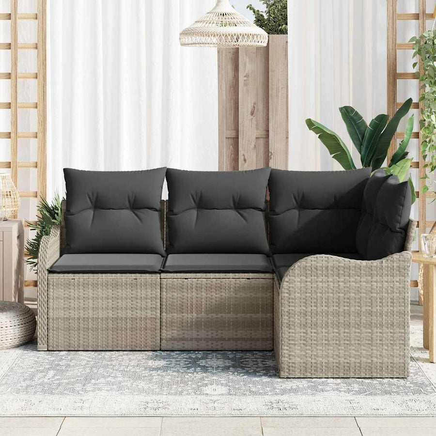Tuin Sofa Set 4 pcs Lichtgrijs poly rattan