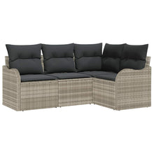 Tuin Sofa Set 4 pcs Lichtgrijs poly rattan