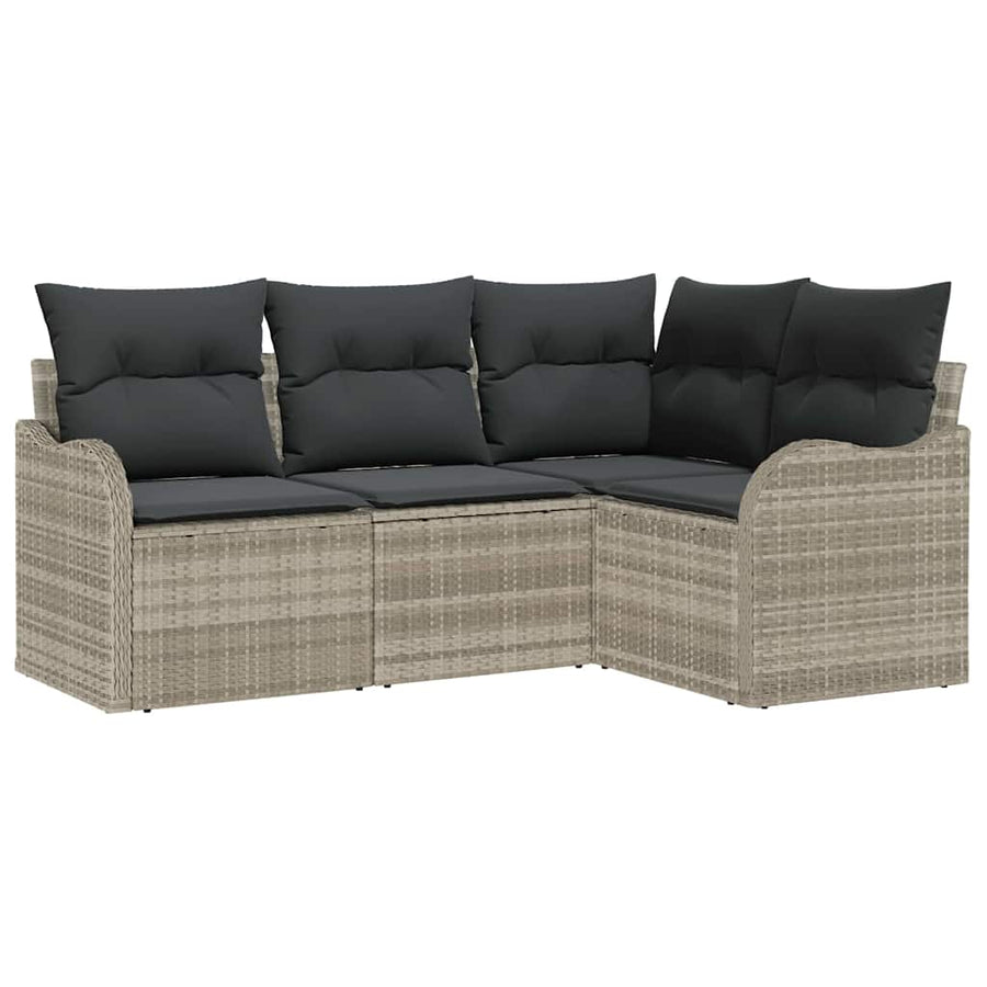 Tuin Sofa Set 4 pcs Lichtgrijs poly rattan