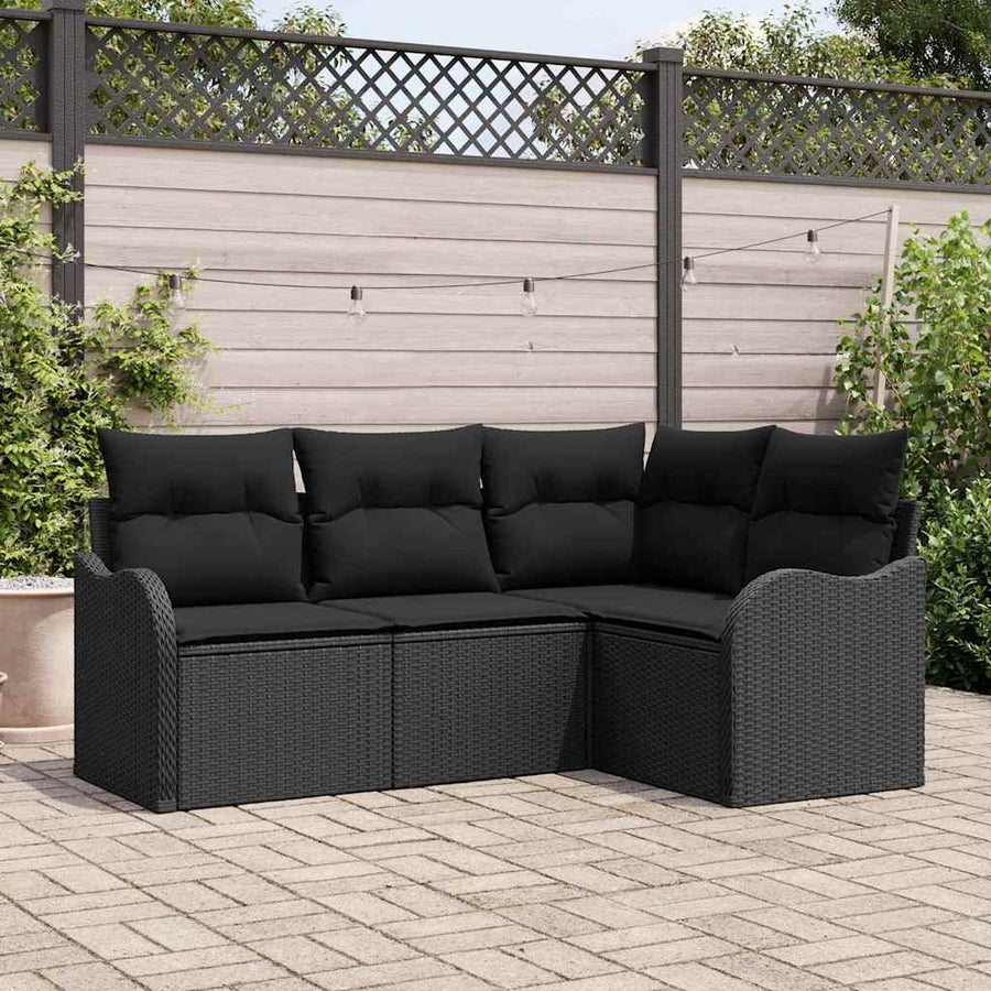 Tuin Sofa Set Zwart poly rattan
