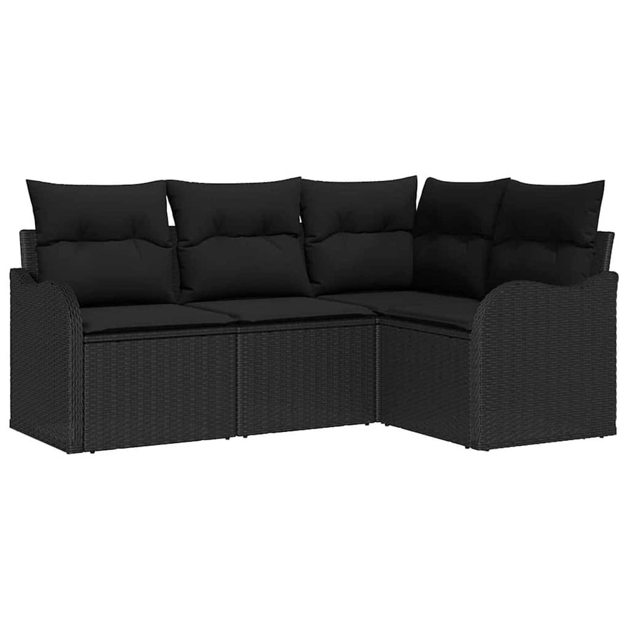 Tuin Sofa Set Zwart poly rattan