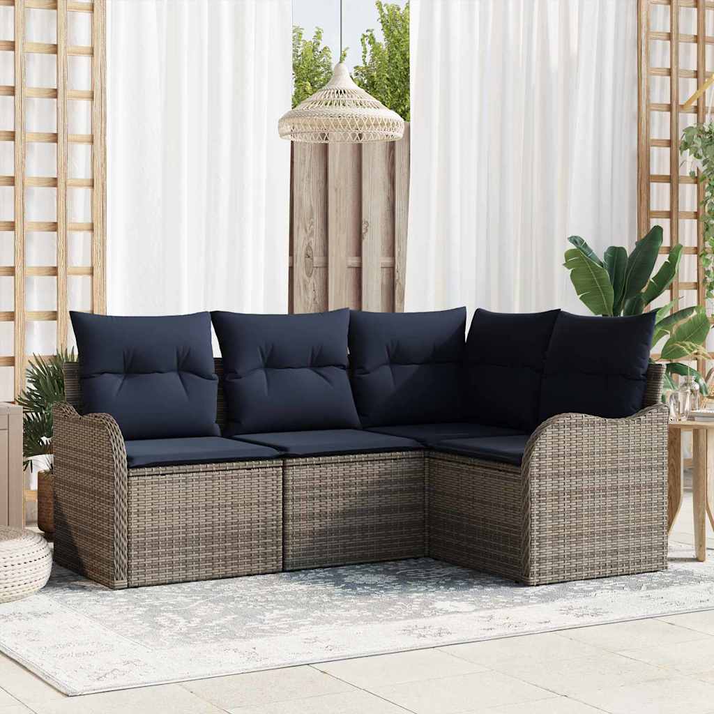 Tuin Sofa Set Grijs poly rattan