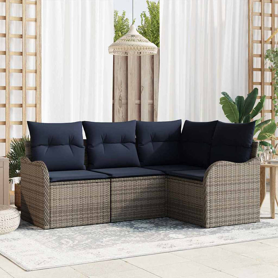 Tuin Sofa Set Grijs poly rattan