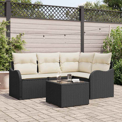 Tuin Sofa Set 5 pcs Zwart poly rattan
