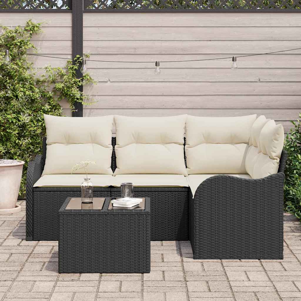 Tuin Sofa Set 5 pcs Zwart poly rattan
