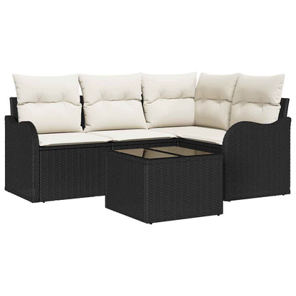 Tuin Sofa Set 5 pcs Zwart poly rattan