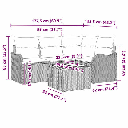 Tuin Sofa Set 5 pcs Zwart poly rattan