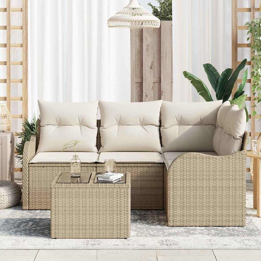 Tuin Sofa Set 5 pcs Beige poly rattan