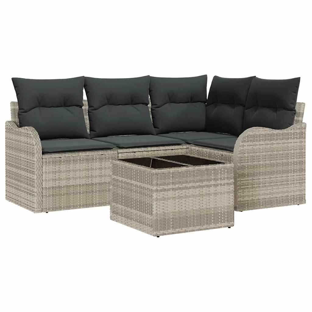 Tuin Sofa Set Lichtgrijs poly rattan