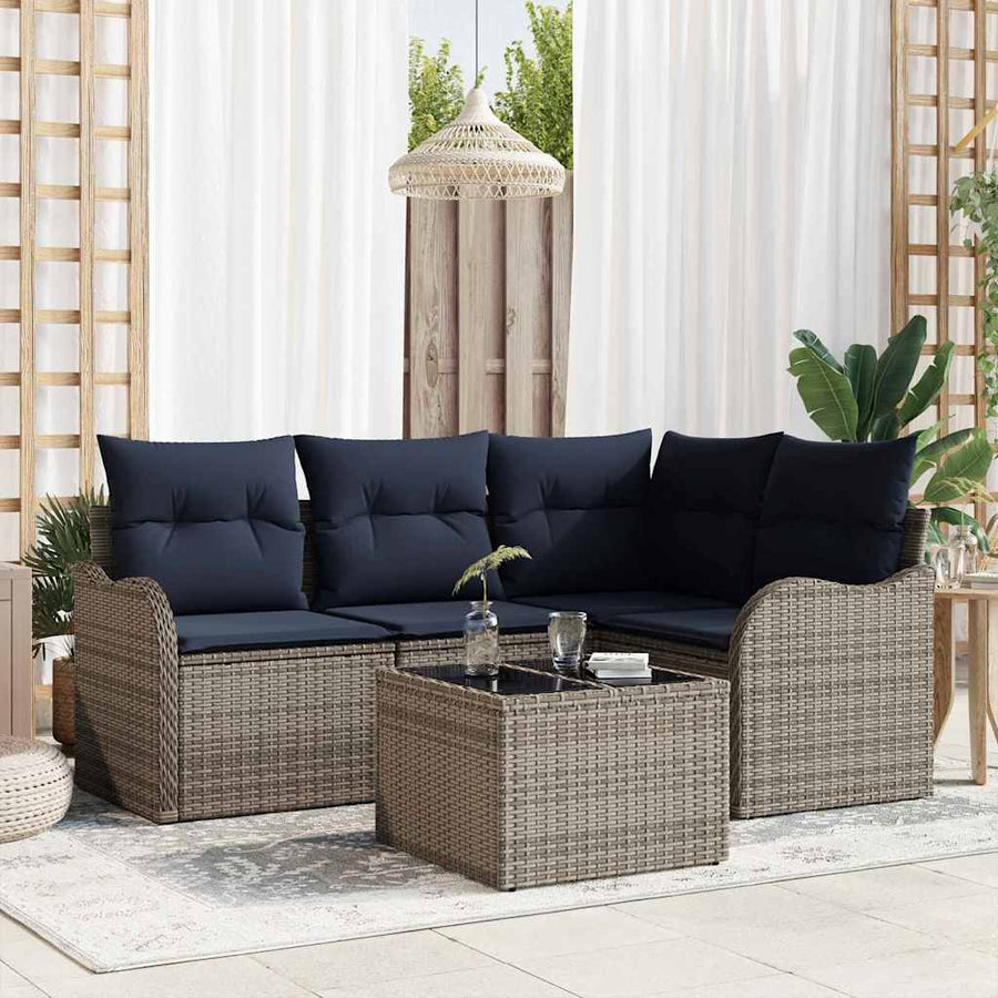 Tuin Sofa Set Grijs poly rattan
