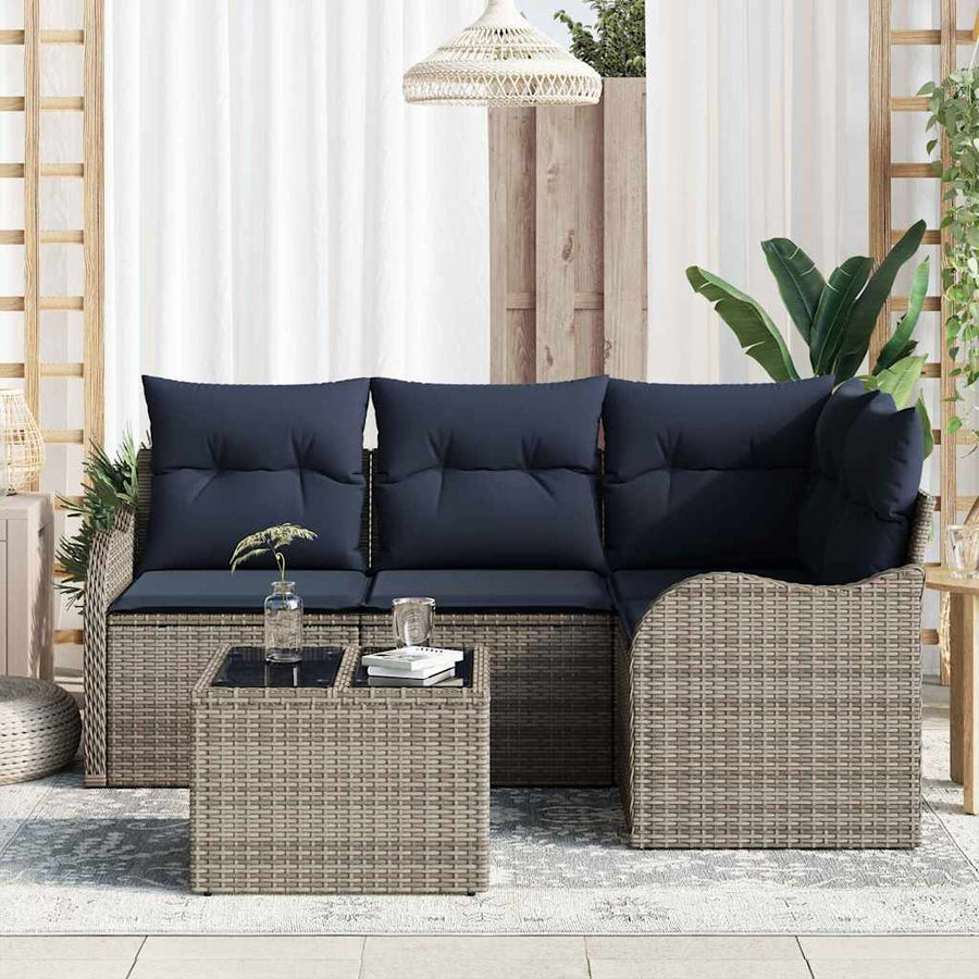 Tuin Sofa Set Grijs poly rattan