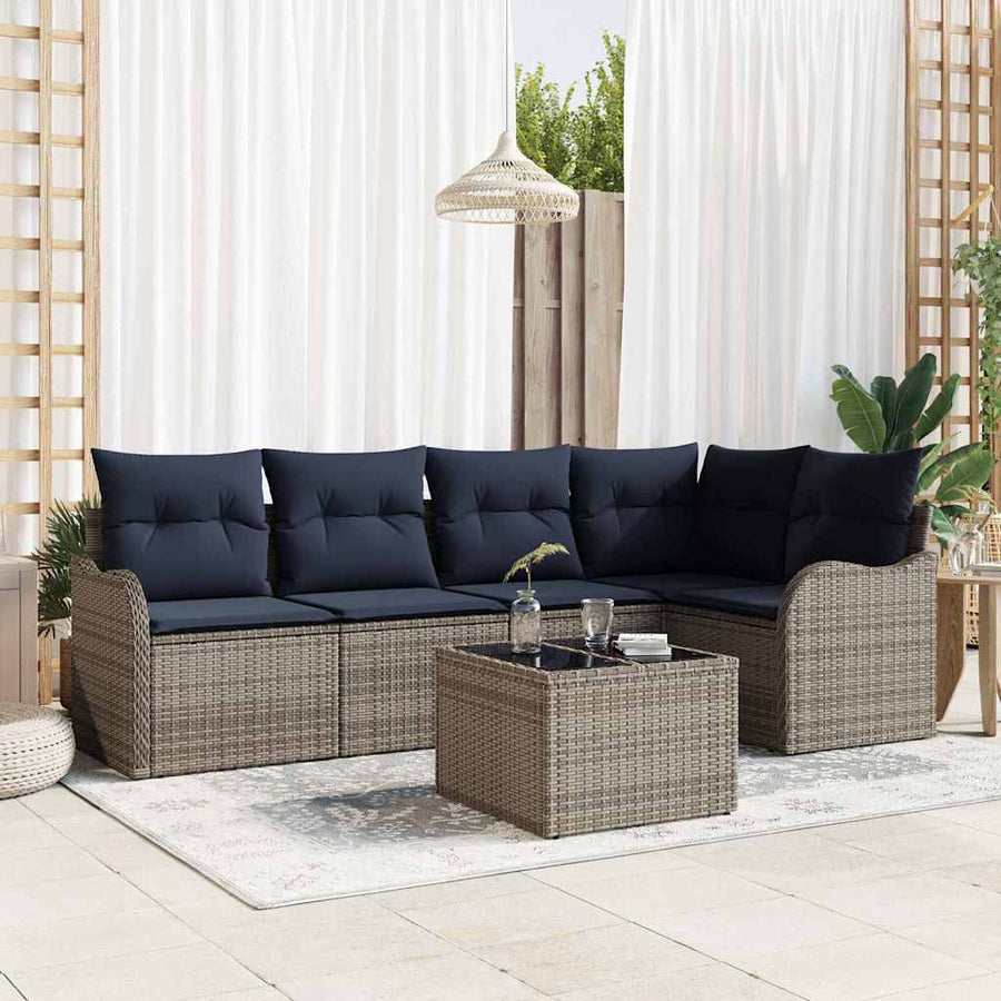 Tuin Sofa Set Grijs poly rattan