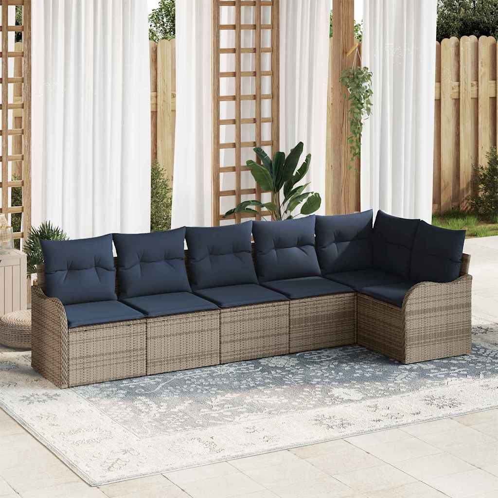 Tuin Sofa Set 6 st Grijs poly rattan