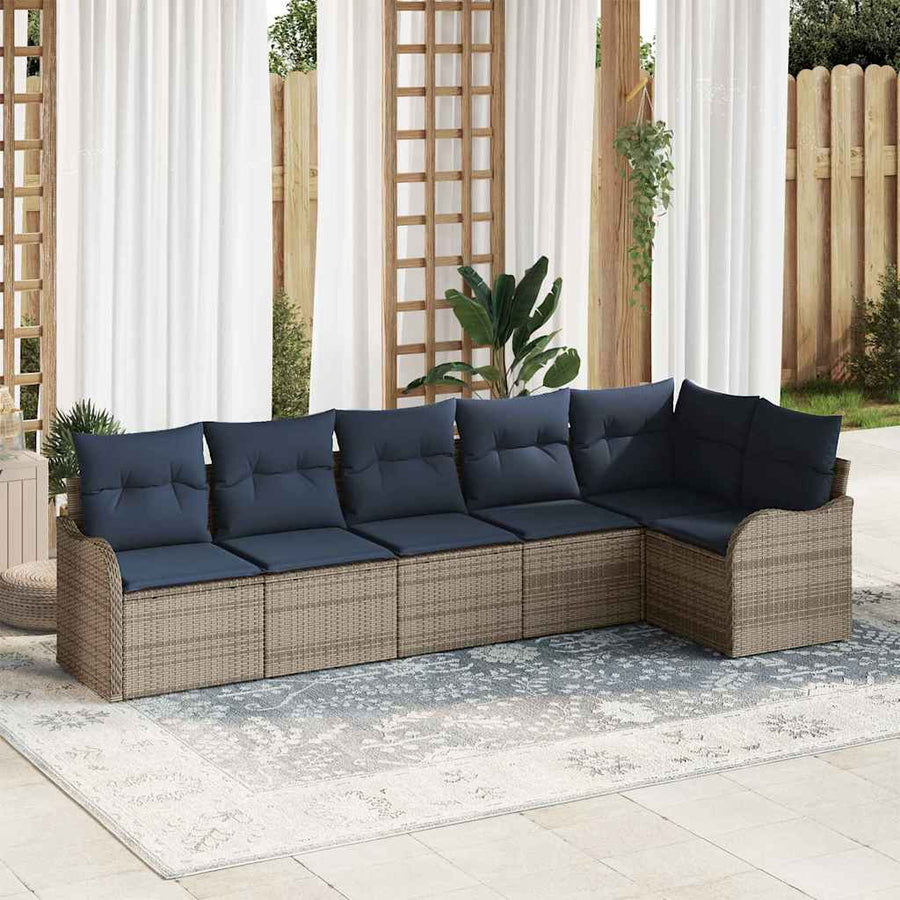 Tuin Sofa Set 6 st Grijs poly rattan