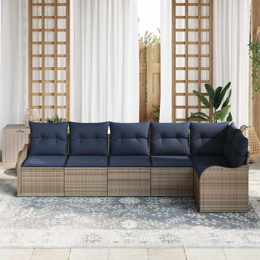 Tuin Sofa Set 6 st Grijs poly rattan