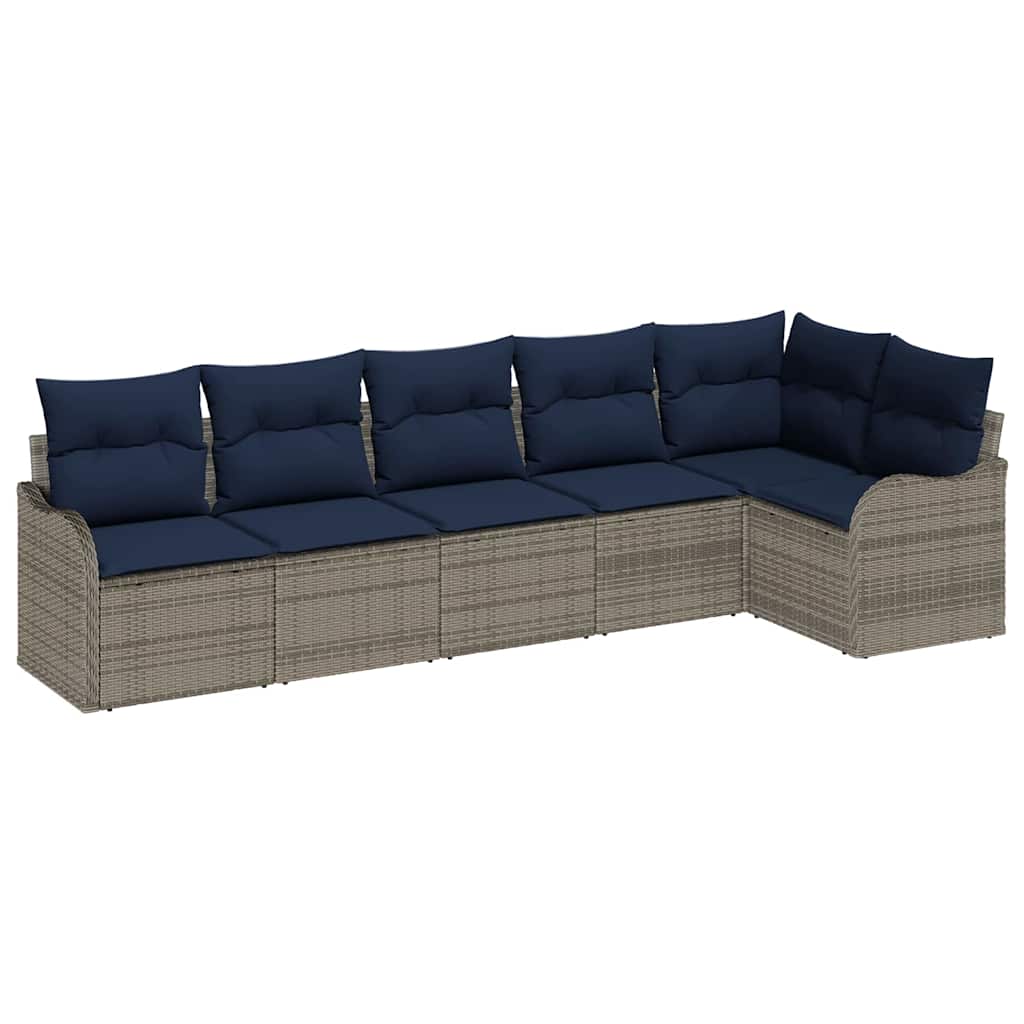Tuin Sofa Set 6 st Grijs poly rattan