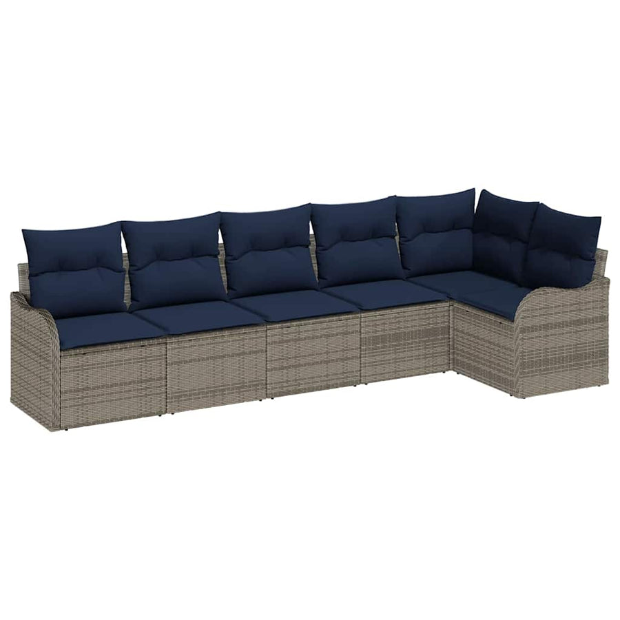 Tuin Sofa Set 6 st Grijs poly rattan