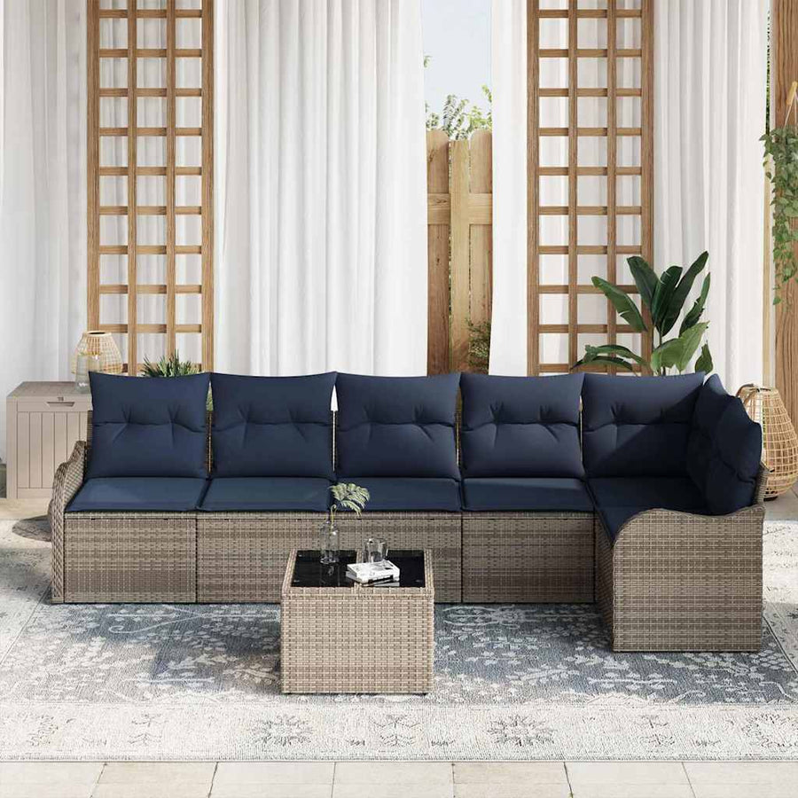 Tuin Sofa Set Grijs poly rattan