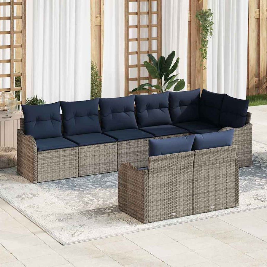 Tuin Sofa Set 8 st Grijs poly rattan