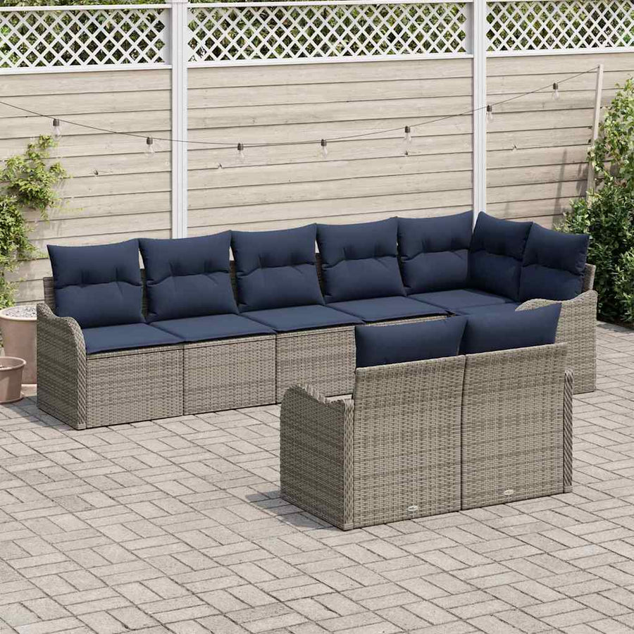 Tuin Sofa Set 8 st Grijs poly rattan
