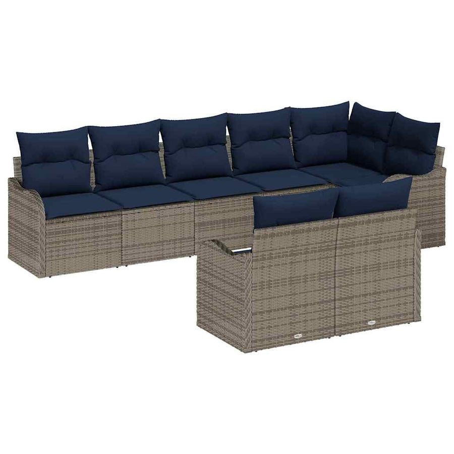 Tuin Sofa Set 8 st Grijs poly rattan
