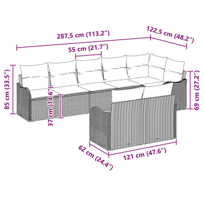 Tuin Sofa Set 8 st Grijs poly rattan