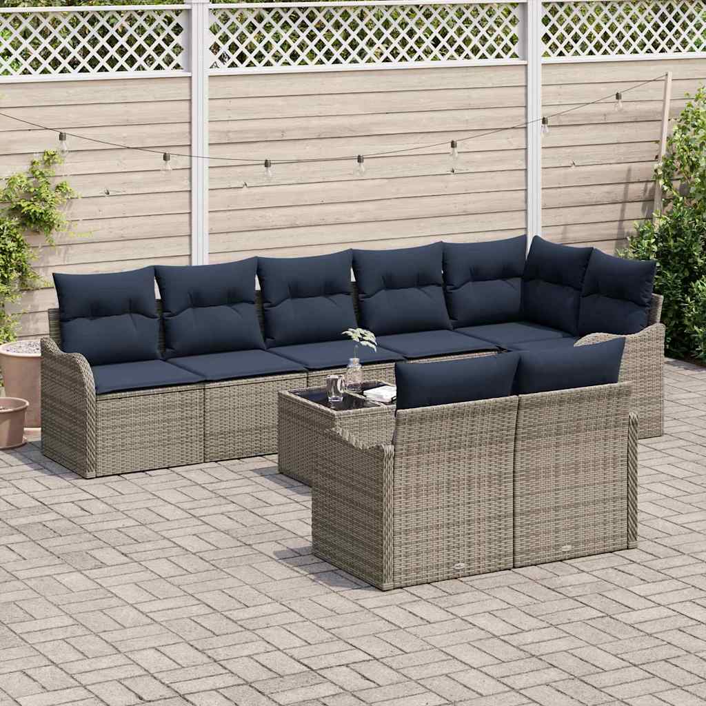 Tuin Sofa Set 9 st Grijs poly rattan