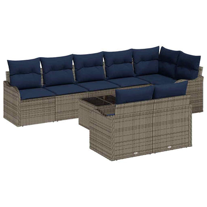 Tuin Sofa Set 9 st Grijs poly rattan