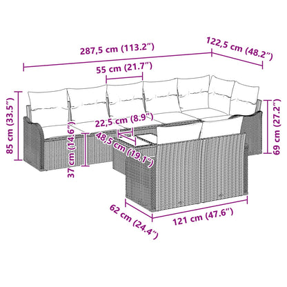 Tuin Sofa Set 9 st Grijs poly rattan